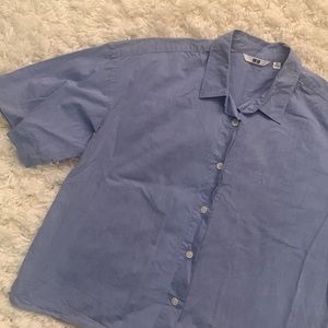 Uniqlo Chambray Oversized Cropped Blouse